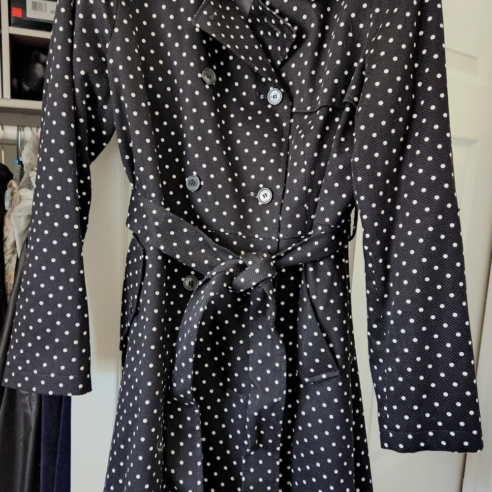 New Lauren Ralph Lauren Polka Dot Trenchcoat sz XL - Picture 2 of 15